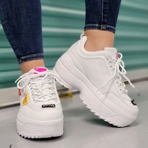 Women's White Platform Sneakers